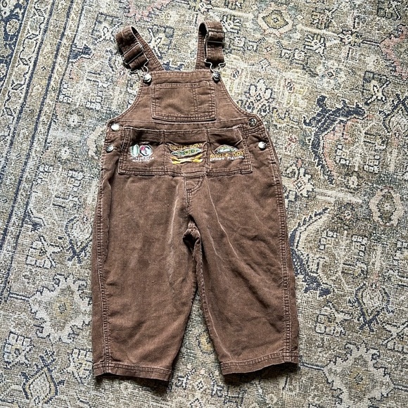 Bugle Boy Sport Fishing Corduroy Brown Kids Overalls - Picture 2 of 6